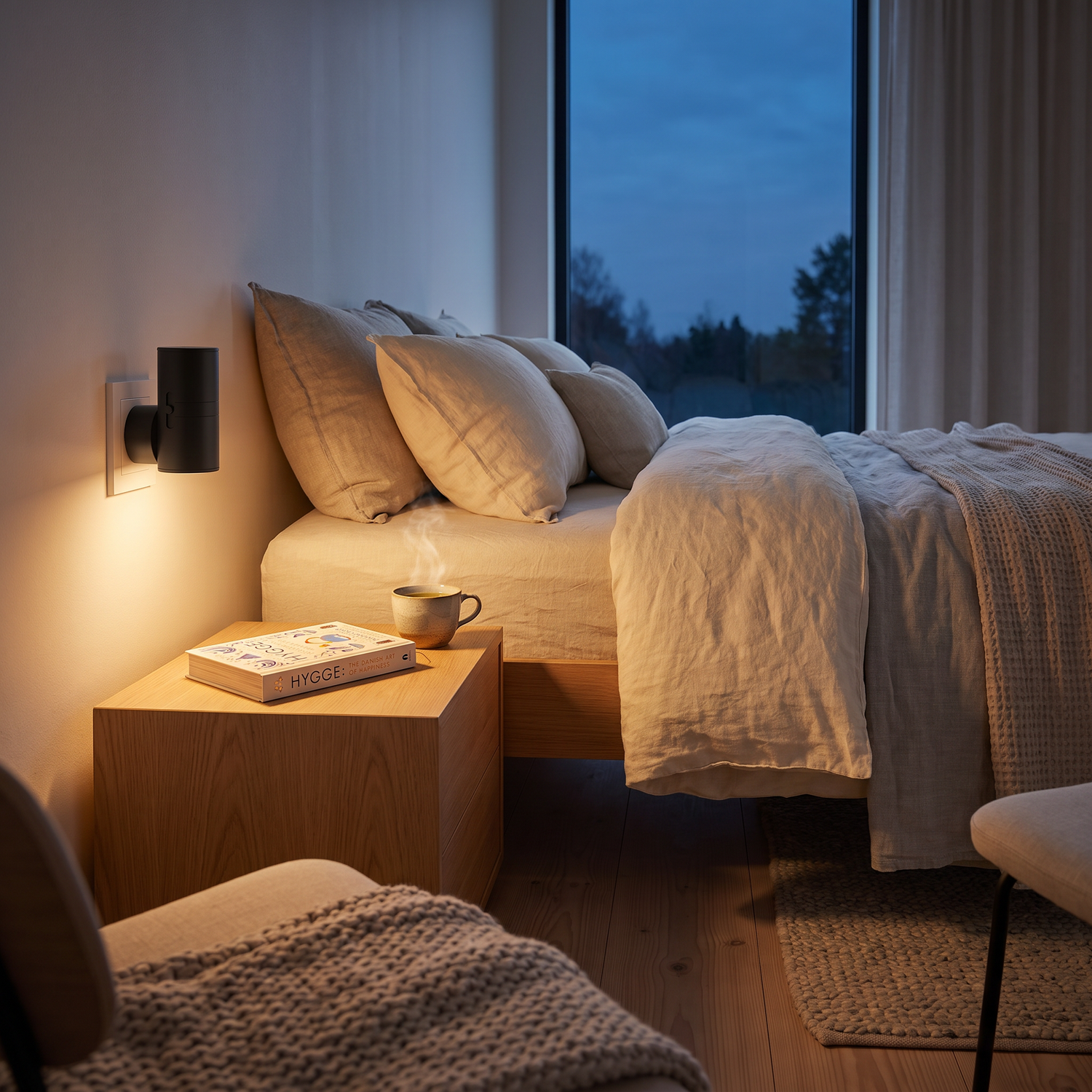 Luna Sensor-Wandleuchte spendet sanftes Nachtlicht neben dem Bett
